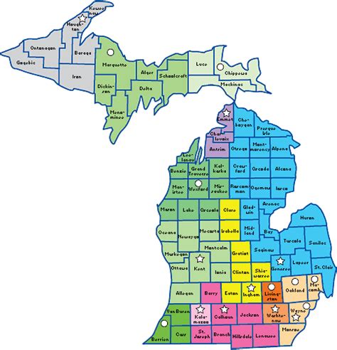 Michigan County Map Area | County Map Regional City