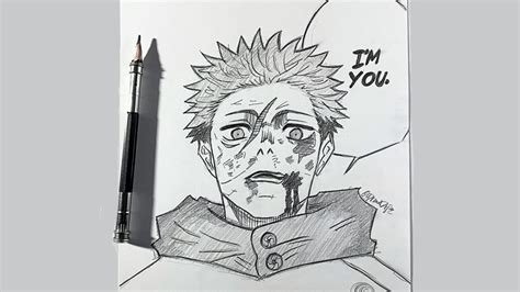 How to draw Yuji Itadori "I am You" from Jujutsu Kaisen || step by step ...