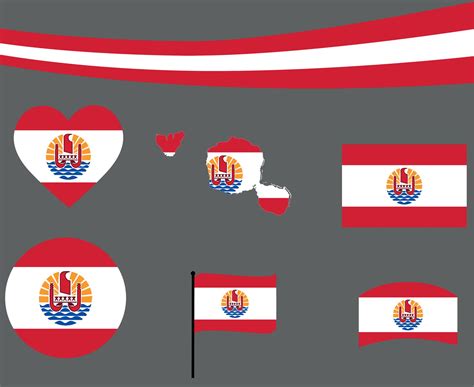 French Polynesia Flag Map Ribbon And Heart Icons Vector signs Abstract 3230740 Vector Art at ...