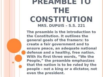 Preamble to the Constitution - Analysis Powerpoint | TpT