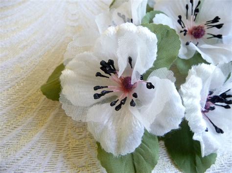 Vintage Silk and Velvet Flowers White Millinery for Weddings | Etsy