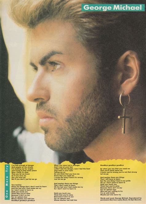 George Michael - Lyrics for One More Try from Number One magazine. | George michael, George ...