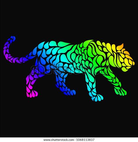 Silhouette Panther Tattoo Style Rainbow Colors Stock Vector (Royalty Free) 1068113837 | Shutterstock