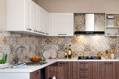 Square Ceramic Multicoloured Kitchen Tile Design | Livspace