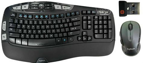 Logitech Wireless Wave MK550 QWERTY Keyboard K350 & Laser Mouse M510 w/ Receiver 920-002555 ...