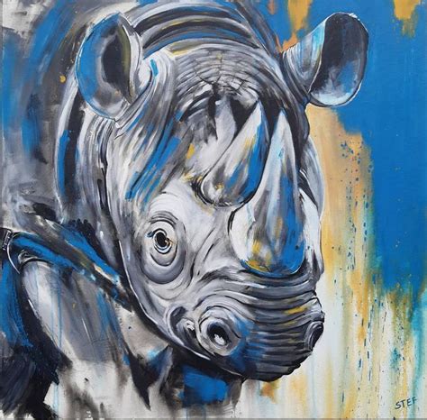 Rhino #3 Painting in 2020 | Rhino painting, Animal paintings, Rhino art