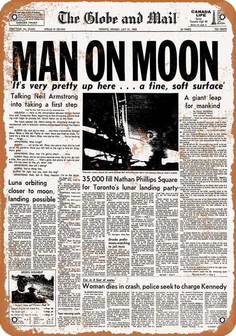 1969 Man on the Moon Headline Vintage Look Metal Sign | Etsy in 2021 ...