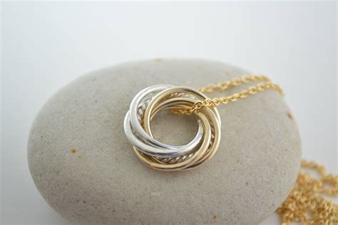 40th Birthday necklace, 4th Anniversary gift, Dainty necklace, 40th Birthday jewelry, 4 Rings 4 ...