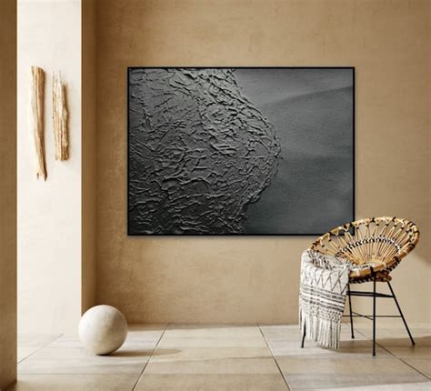 Industrial Wall Art Plaster Wall Art Black Abstract Art | Etsy