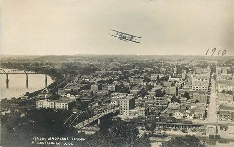 Parkersburg, WV - Birdseye View Wright Aeroplane Flying - RPPC 1910 ...