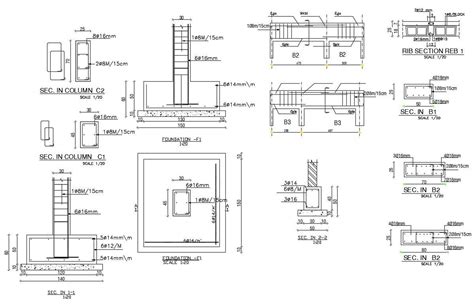 Reinforced Foundation Column Plan With RCC Structure Design - Cadbull