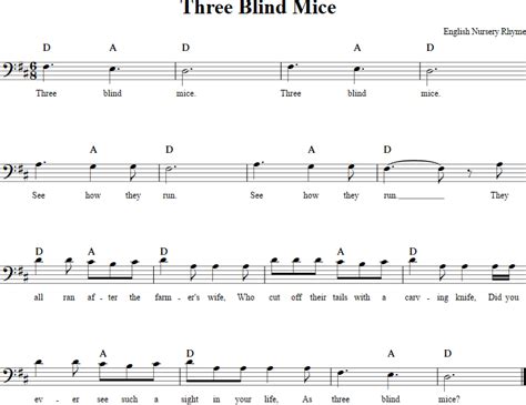 Three Blind Mice Cello Sheet Music