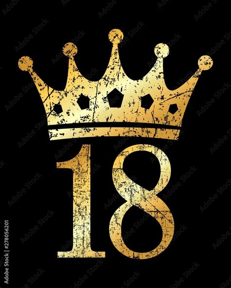 Crown Number 18 (Ancient Gold) Stock Illustration | Adobe Stock