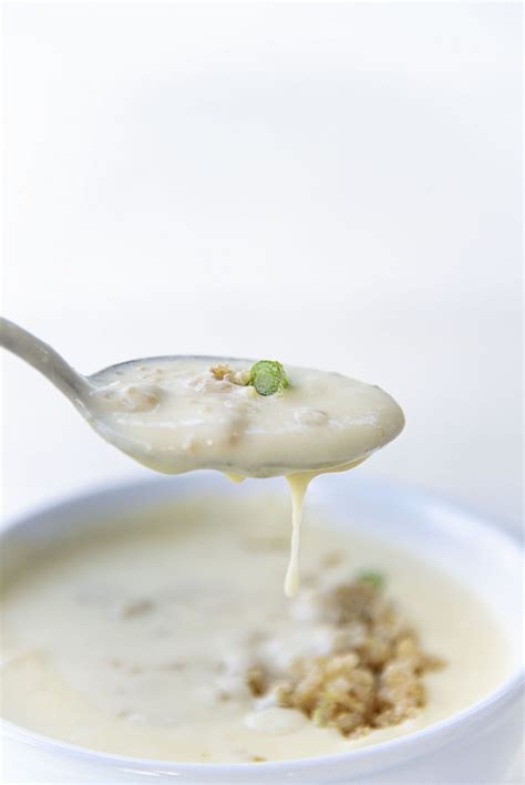 Green Garlic Cauliflower Soup with Brown Butter Garlic Quinoa