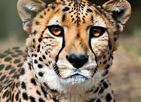 Premium AI Image | a cheetah with a black and white face