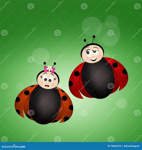 Ladybugs in love stock illustration. Illustration of couple - 79666278