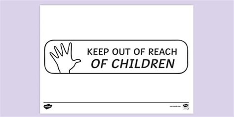 Keep Out of Reach of Children Warning Sign Colouring Sheet