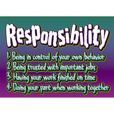 POSTER RESPONSIBILITY | Character education lessons, No response ...