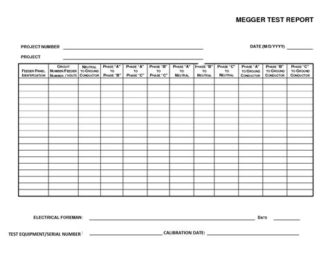 Megger Test Report Template - Best Template Ideas