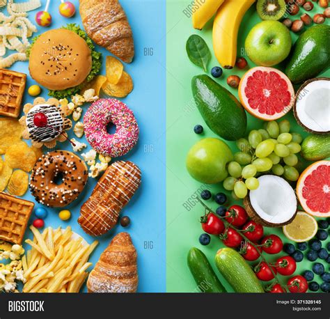 Healthy Unhealthy Food Image & Photo (Free Trial) | Bigstock