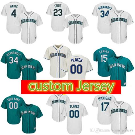 2019 Seattle Mariners Custom Jersey 51 Suzuki 11 Edgar Martinez 15 Kyle ...