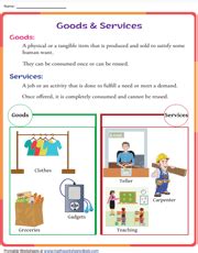 Goods and Services Worksheets