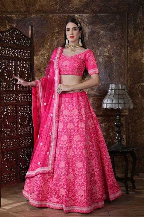 Stunning Pink Color Silk Embroidery Work Lehenga Choli | Designer ...