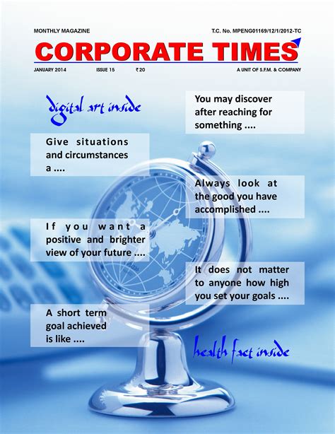 Corporate Times Magazine January 2014 Issue Cover Page | Cover pages, Corporate, Magazine