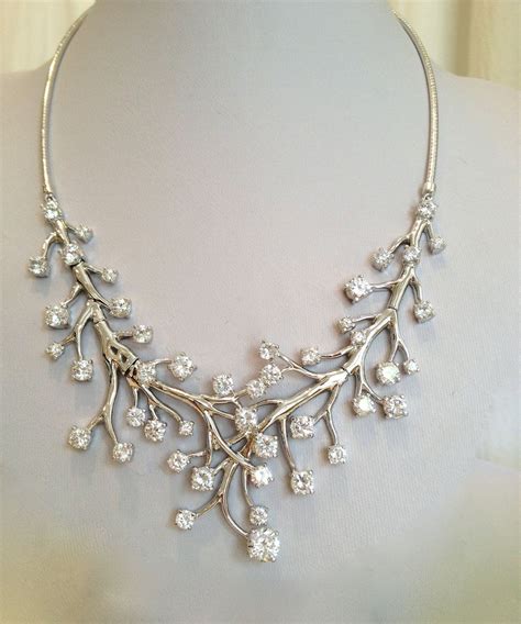 Sterling Silver and CZ Vintage Estate Jewelry Statement Necklace. $289. ...