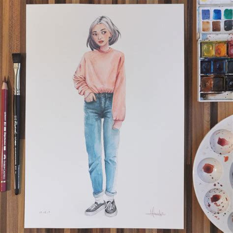 Watercolor portrait of a girl : r/drawing