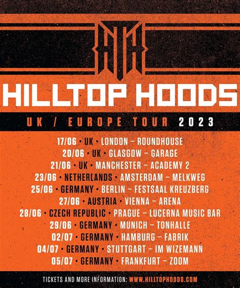 Hilltop Hoods - UK & European Tour 2023 - 29 June 2023 - TonHalle München - Event/Gig details ...