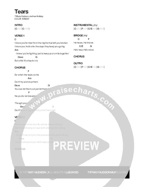 Tears Chords PDF (Tiffany Hudson) - PraiseCharts