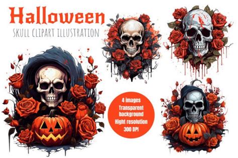 Halloween Skull Clipart Graphic by Aleksandra Spasojevic · Creative Fabrica