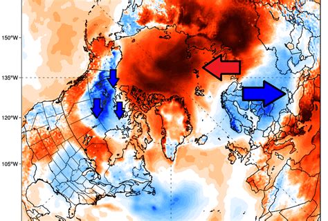 The Arctic circle undergoes a strong warming event, as a powerful high ...