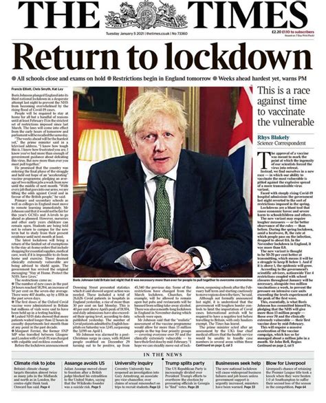 Times Front Page 5th of January 2021 - Tomorrow's Papers Today!