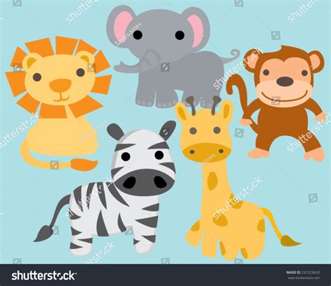 Safari Jungle Zoo Animal Characters Stock Vector (Royalty Free ...