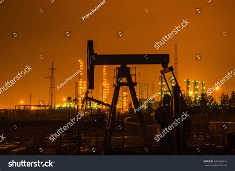 Oil Rig Background Refinery By Night Stock Photo 481463914 | Shutterstock