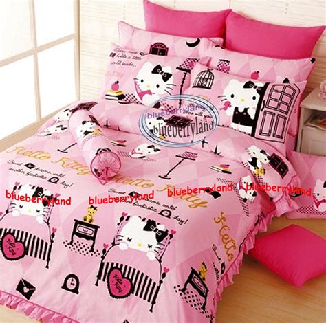 Sanrio HELLO KITTY Bedding Set QUEEN Size Duvet Cover Fitted Sheet 4pcs Set