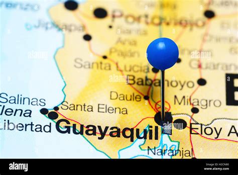 Guayaquil anclado en un mapa de Ecuador Fotografía de stock - Alamy