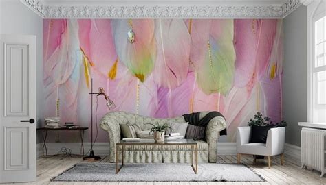 Flamingo Feathers Texture Feathers Pink Wallpaper Mural | Etsy | Wall ...