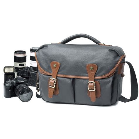 14.17 Inch Vintage Canvas Camera Messenger Bag Leather DSLR SLR Shoulder Bag Waterproof ...