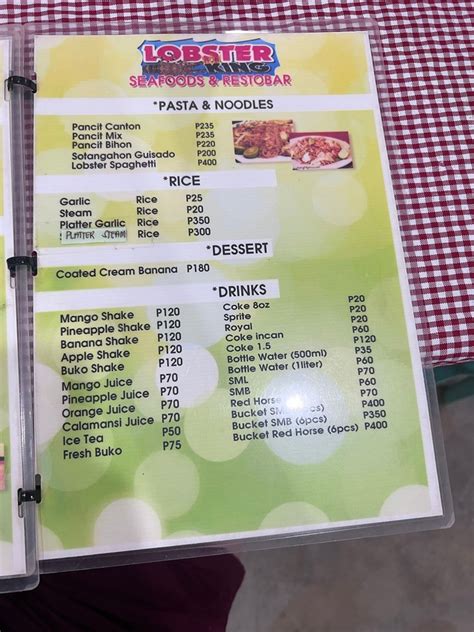 Lobster King Menu [Coron] - The Palawan Guide