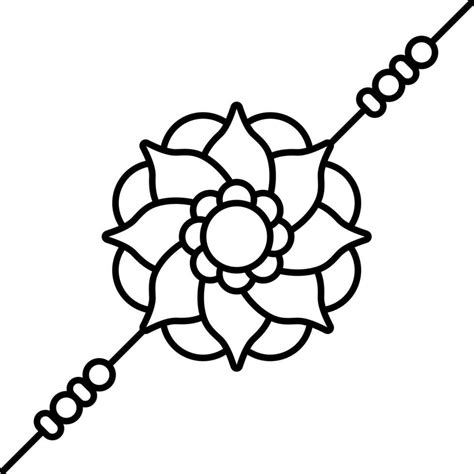 Beautiful Floral Rakhi Icon In Black Line Art. 24157435 Vector Art at Vecteezy