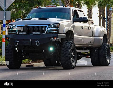 Super Diesel Chevy Pickup Truck, custom. Panama City Beach, Florida Stock Photo - Alamy