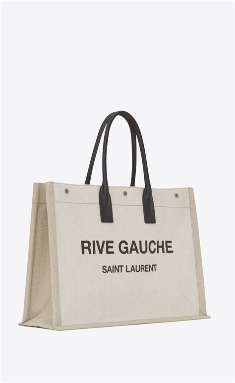 rive gauche tote bag in linen and leather | Saint Laurent United States | YSL.com | Saint ...