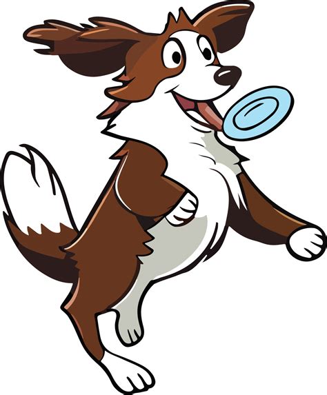 Happy dog playing frisbee illustration cartoon style 14848942 Vector Art at Vecteezy