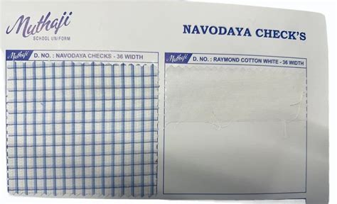 Check Cotton Jawahar Navodaya Vidyalaya School Uniform Fabric at Rs 40/meter in Bhiwandi