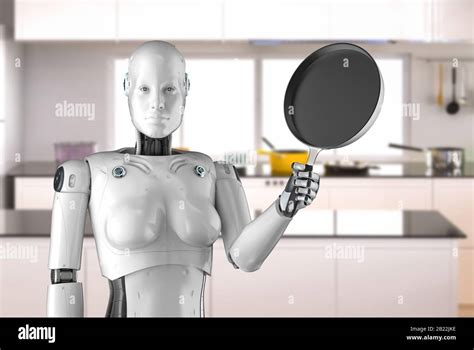 3d rendering chef robot cooking in kitchen Stock Photo - Alamy