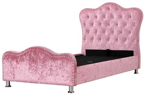Windsor Diamante Pink Crushed Velvet Upholstered Storage Bed Frame - Single | Crazy Price Beds ...