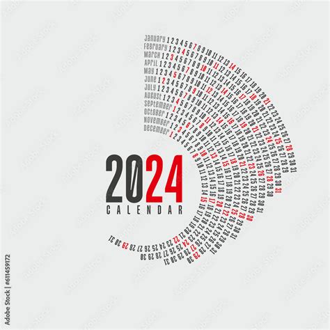 Round calendar 2024 on a white background Stock Vector | Adobe Stock